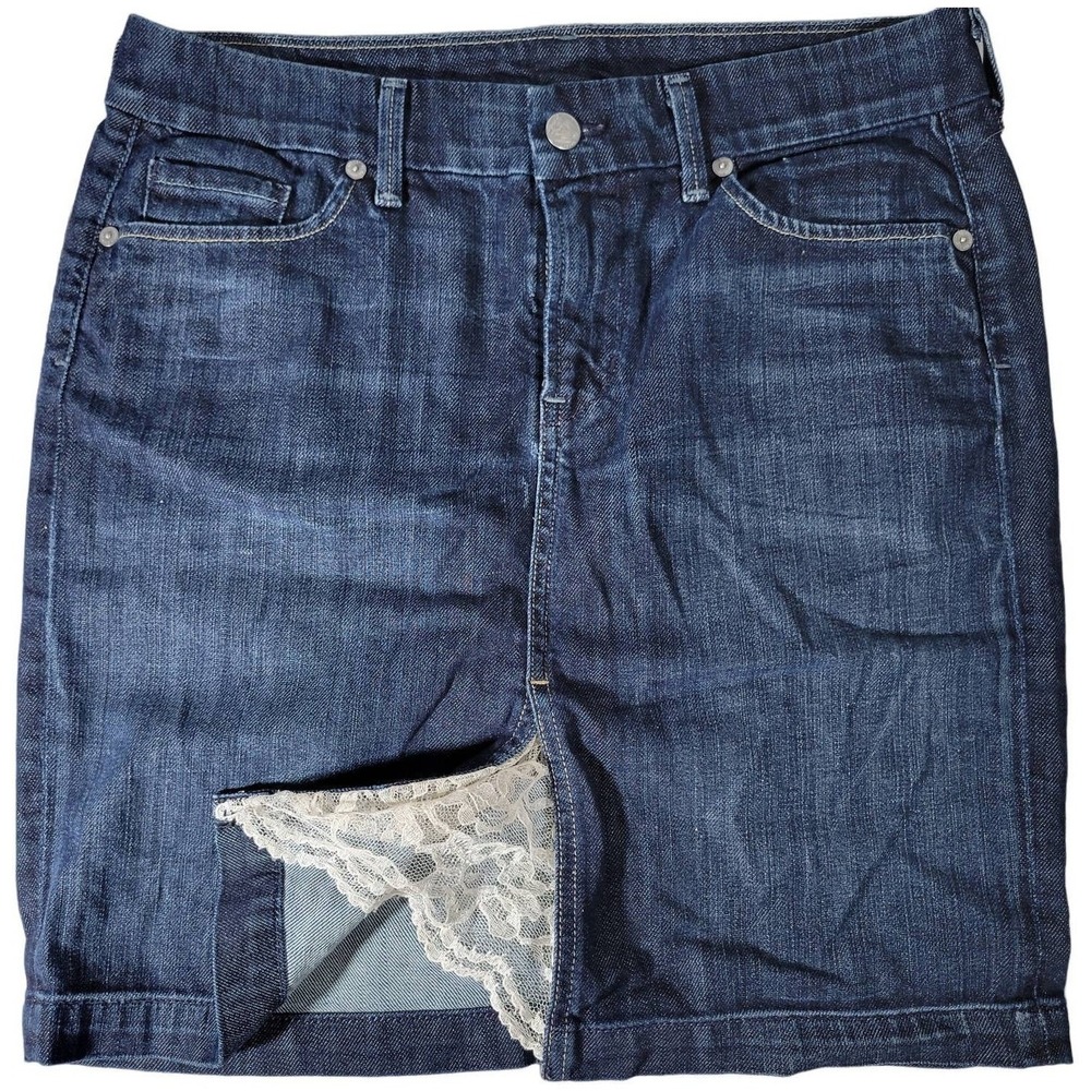Citizens of Humanity Denim Mini Skirt Dark Wash Blue With Lace Detail Casual‎